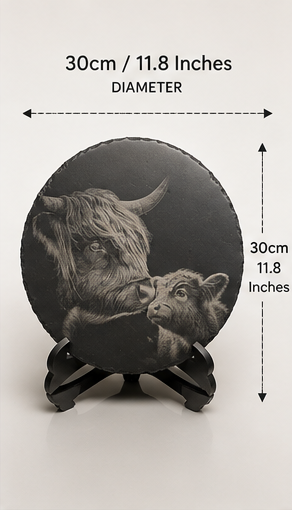 Highland Cow and calf 30cm Slate Plaque