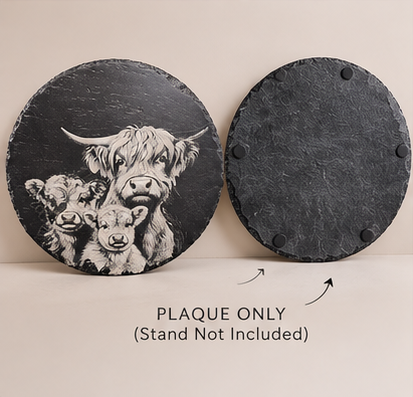 Highland Cow Family 30cm Slate Plaque
