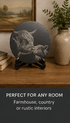 Highland Cow and calf 30cm Slate Plaque
