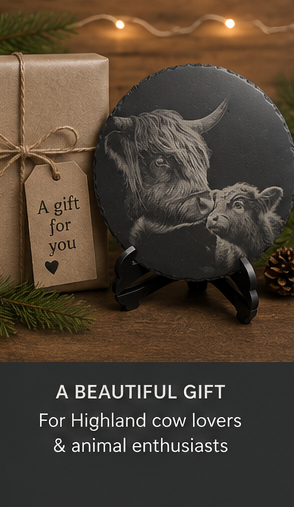 Highland Cow and calf 30cm Slate Plaque
